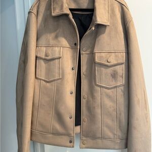 Men's Suede Trucker Jacket - Beige